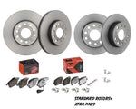 Load image into Gallery viewer, Brake rotor set with additional brake pads and hardware on a white background
