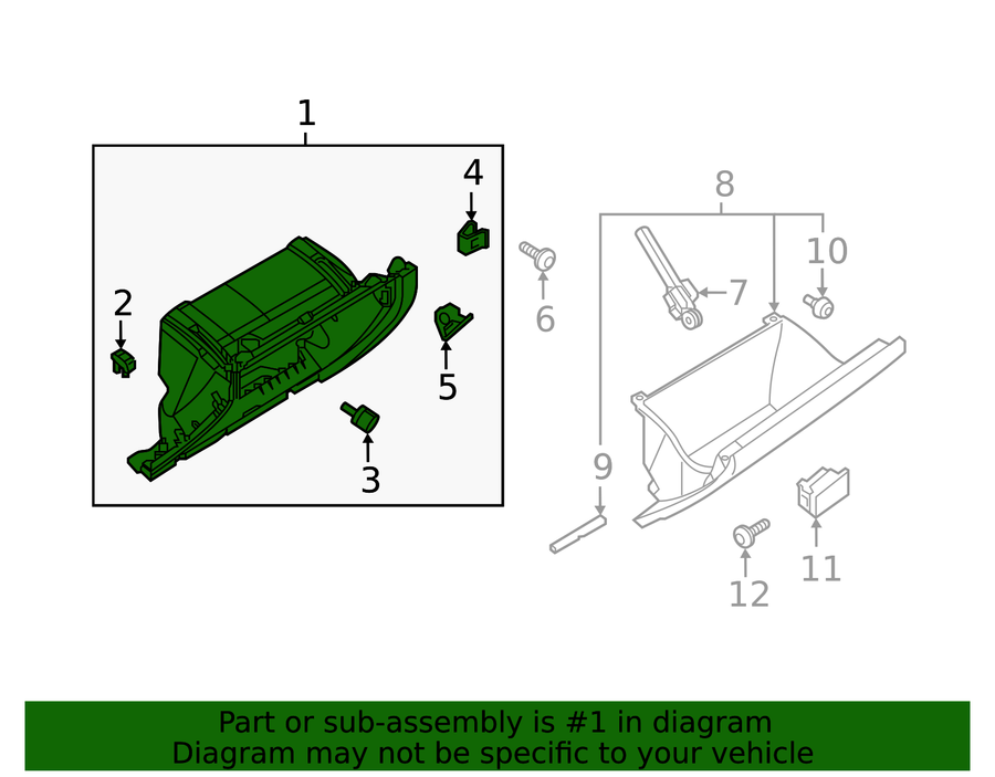 VW Inner Glovebox Assy (Golf, Jetta or Atlas)