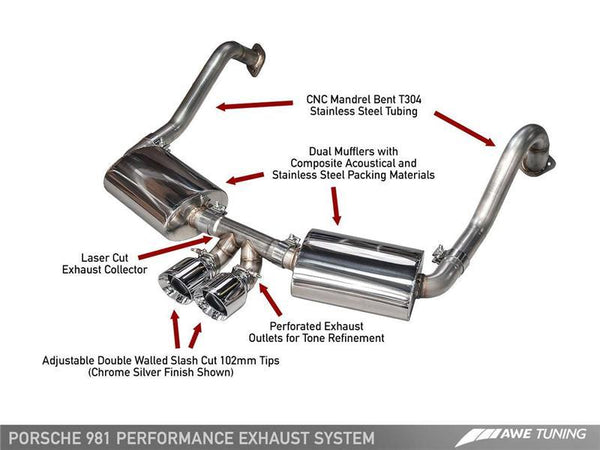 AWE Tuning AWE Performance Exhaust System for Porsche 981 - With Diamond Black Tips