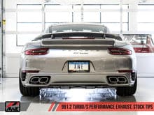 AWE Tuning AWE Performance Exhaust and High-Flow Cat Sections for Porsche 991.2 Turbo - Stock Tips