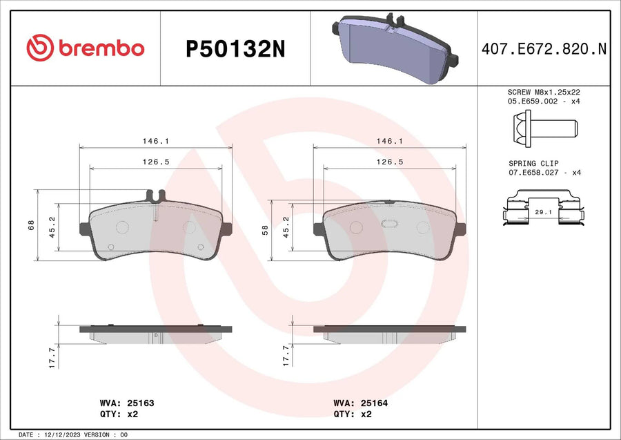 Brembo Ceramic Rear Brake Pads – Mercedes-AMG C63 / C63 S (W205)