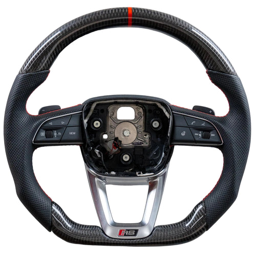In Stock EZT Steering Wheel - Audi B9.5 | Gloss Carbon + Perforated Leather