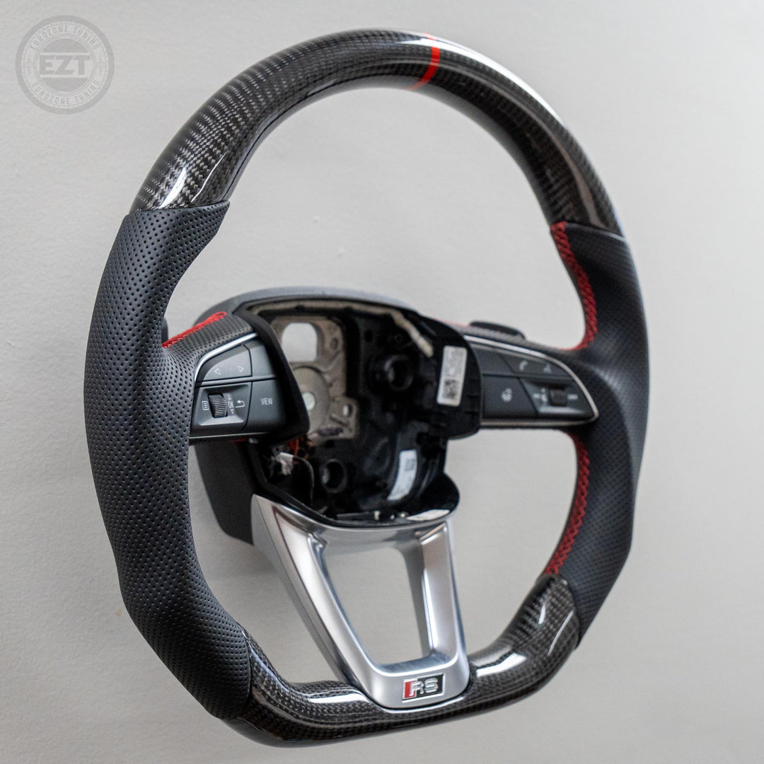 In Stock EZT Steering Wheel - Audi B9.5 | Gloss Carbon + Perforated Leather