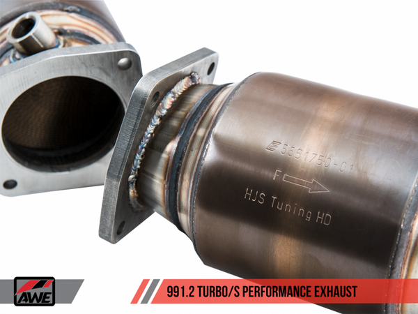 AWE Tuning AWE Performance Exhaust and High-Flow Cat Sections for Porsche 991 Turbo - Diamond Black Quad Tips