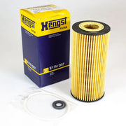 Hengst oil filter with packaging on a white background Porsche