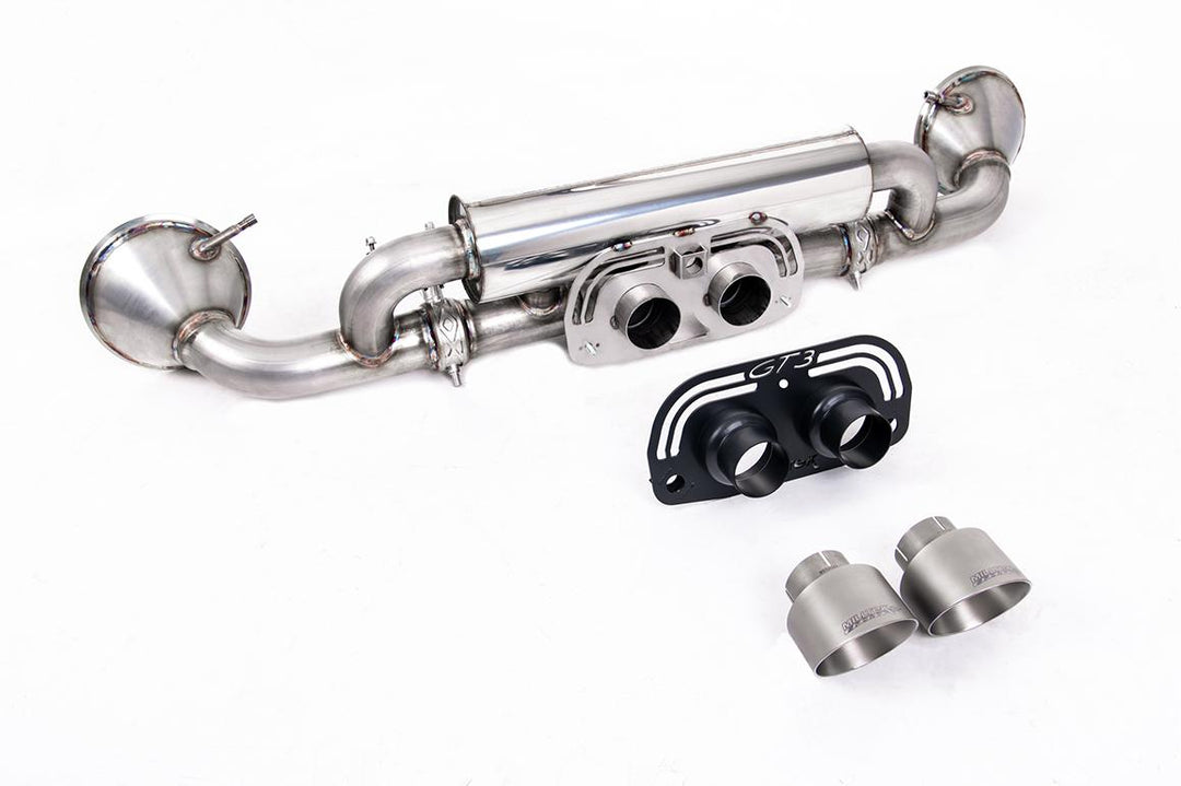 Milltek Porsche 992.1 GT3 Rear Silencer (2021 and Later) - Rear Silencer - Brushed Titanium