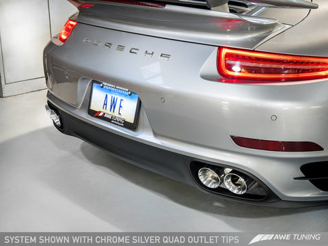 AWE Tuning AWE Performance Exhaust and High-Flow Cat Sections for Porsche 991 Turbo - Stock Tips