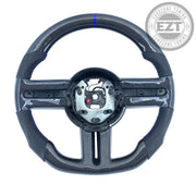 Carbon fiber steering wheel on a white background