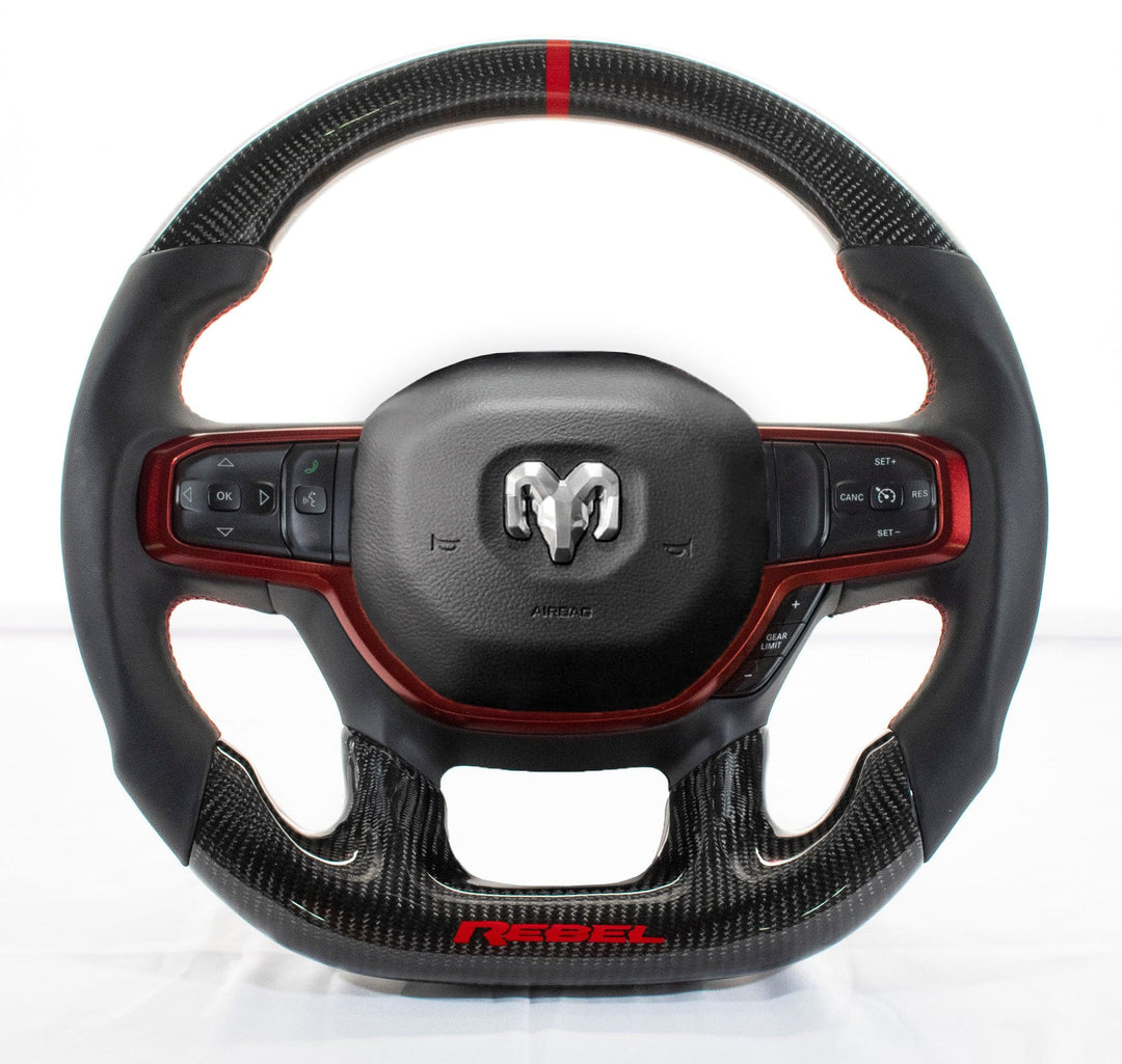 Carbon Fiber Steering Wheel For Ram 1500 2019-2024, D
