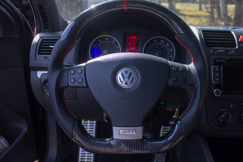 EZT Carbon Fiber-Perforated Steering Wheel (VW MK5)