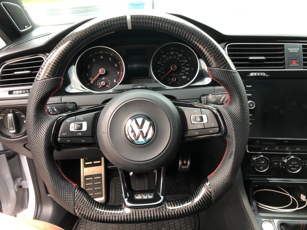 EZT Carbon Fiber-Perforated Steering Wheel (VW MK7/MK7.5)